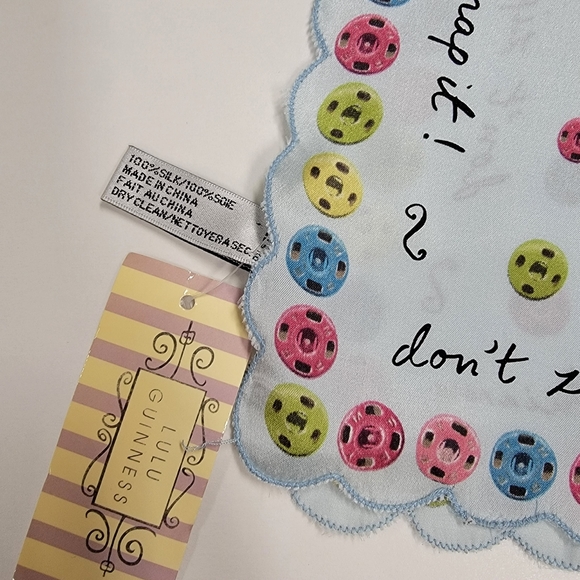 🆕️Lulu Guinness Light blue Snap silk scarf - Picture 6 of 6